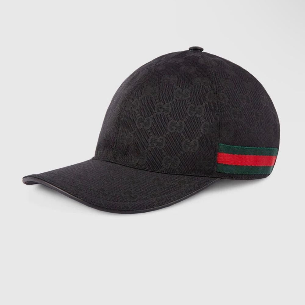 GUCCI Original GG Canvas Baseball Hat with Web. Size M. Black